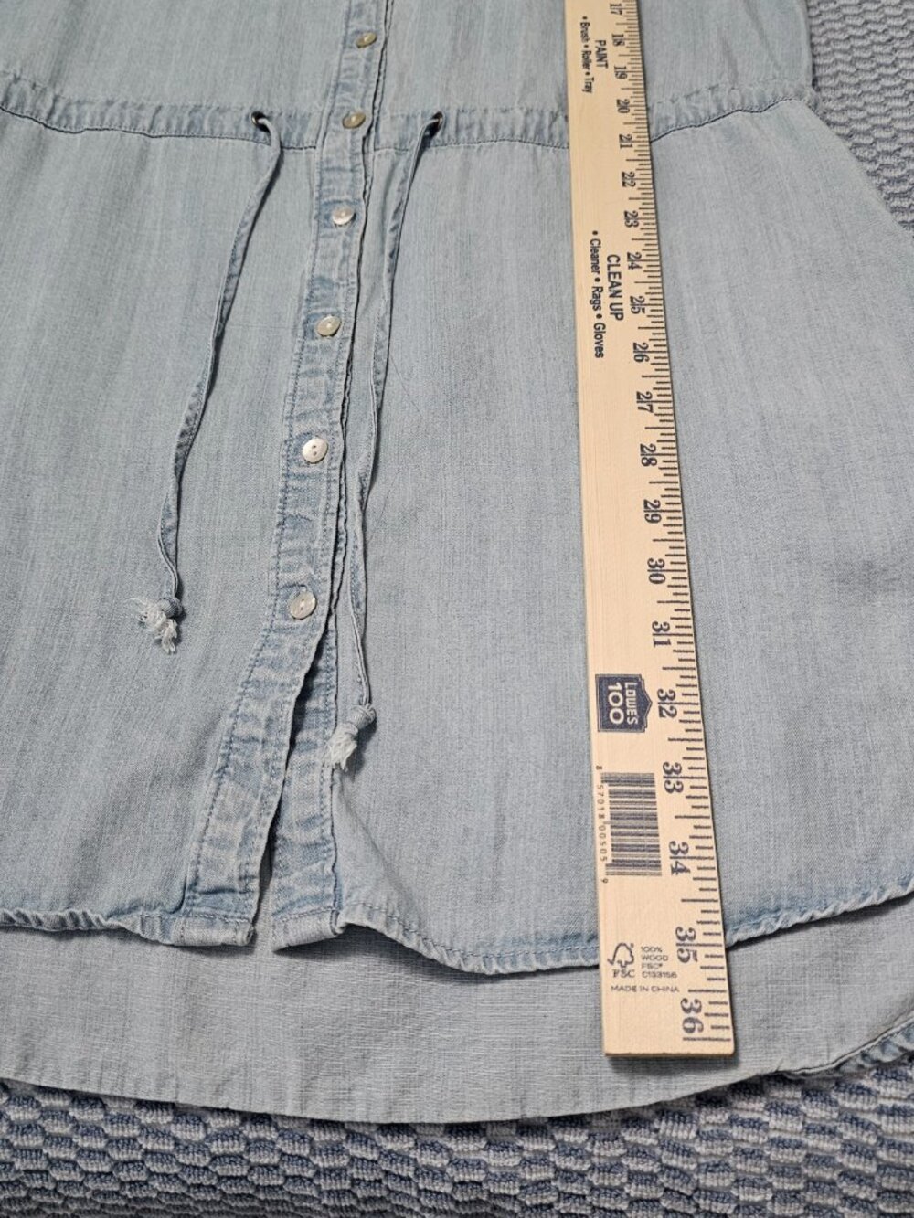 Lovestitch Button Down Tencel Denim Dress Blue Boho Short Sleeve Size Medium - Picture 6 of 6